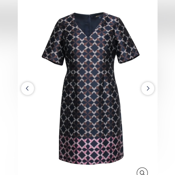 Brooks Brothers Women’s Navy & Brown Geometric Star Print Dress Sz 8 Italy NWOT - Picture 14 of 14